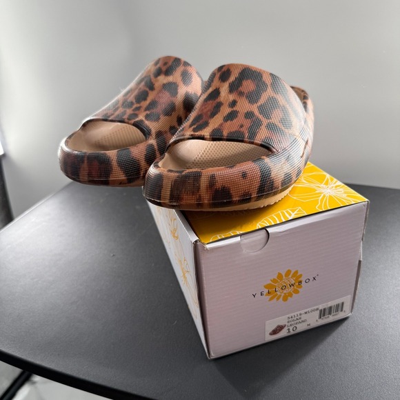 Yellow Box Zolah Leopard Print Slides Sandals Comfort‎ Slip On Size 10 - Picture 2 of 9